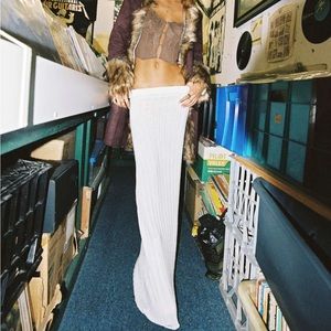 y2k super hot long maxi white knit skirt